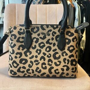 Kate Spade Leopard Print Handbag - Black and Tan